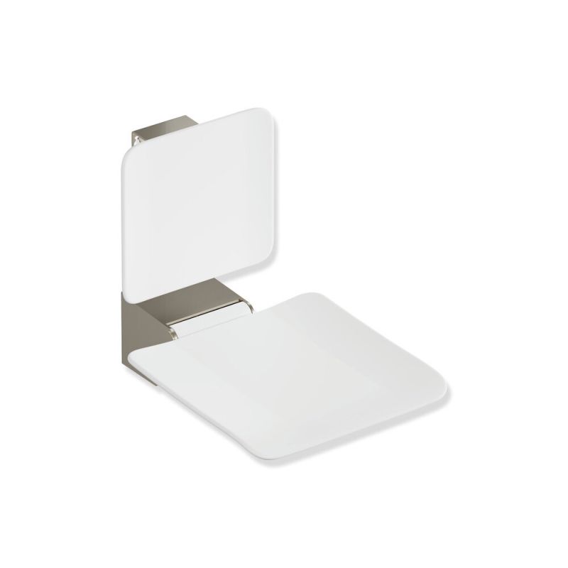 HEWI Metallics British Standard  Hinged Shower Seat - Brushed Nickel